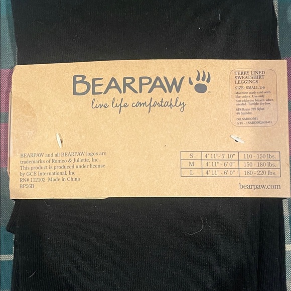 BearPaw Black Terry Lined Leggings - Picture 2 of 2